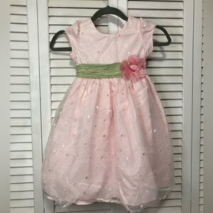 Jona Michelle Pink And Green Floral Polka Dot Formal Dress Size 4T
